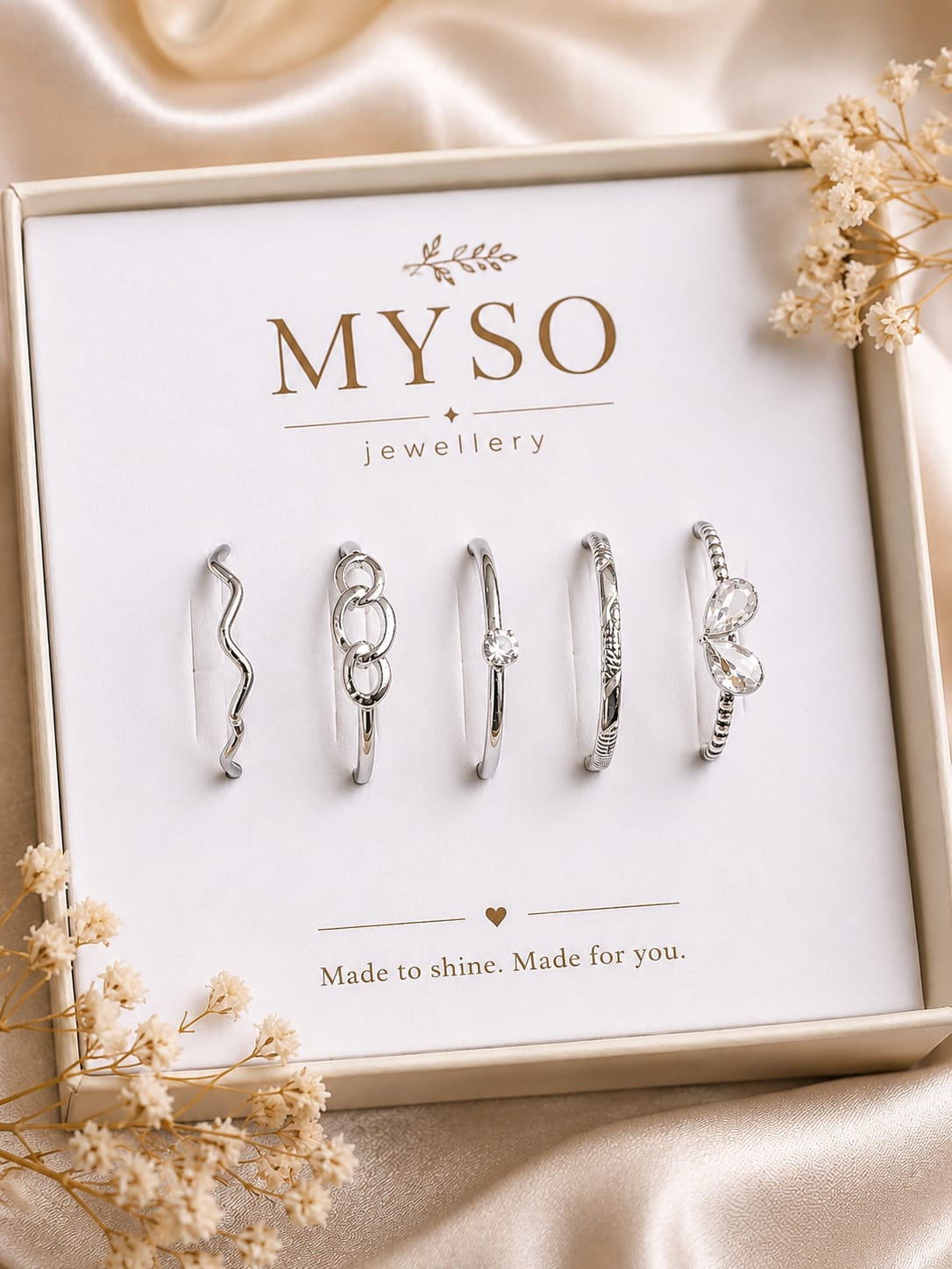MYSO Silver Elegance Ring Set – 5 Piece