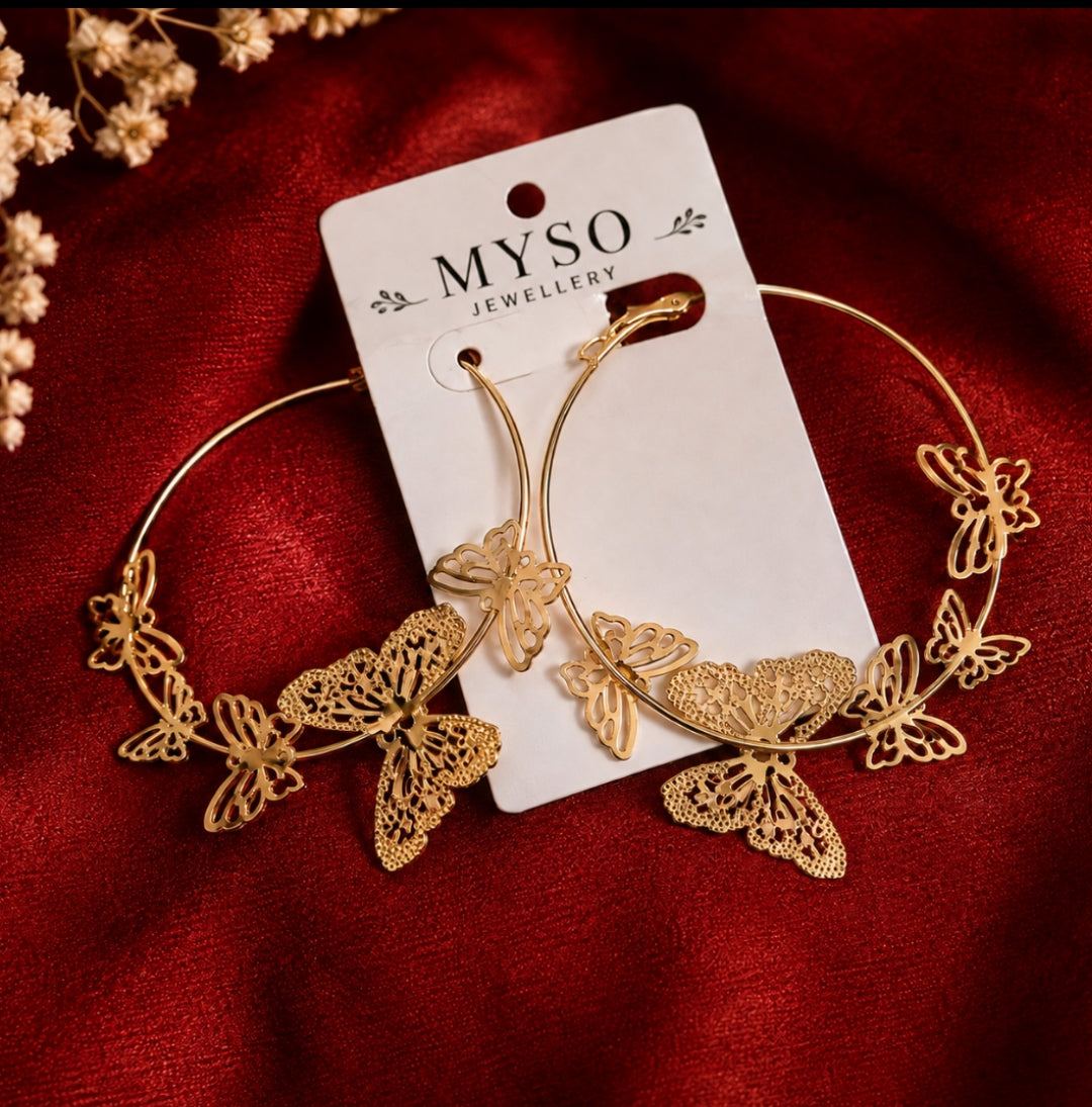 MYSO Golden Butterfly Hoop Earrings